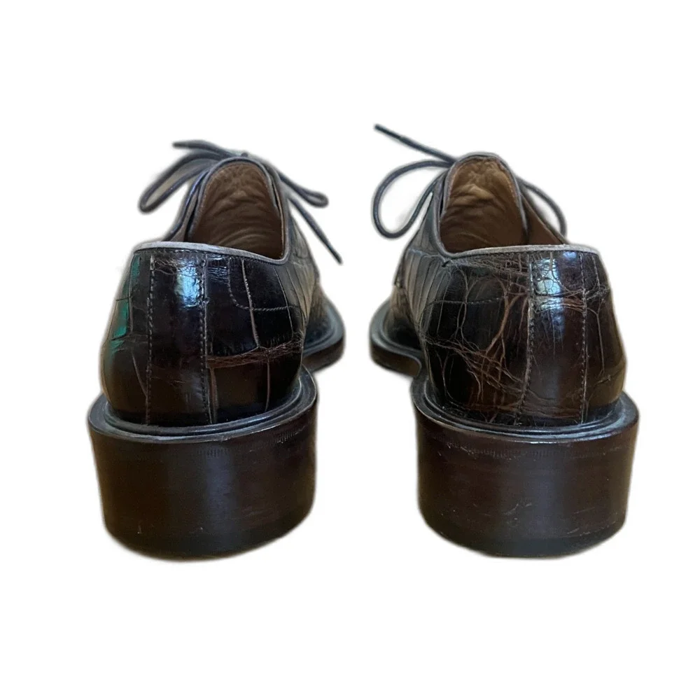 Vintage GUCCI Brown Alligator Leather Lace Up Shoes   Mens Size EU 42.5 US 9.5